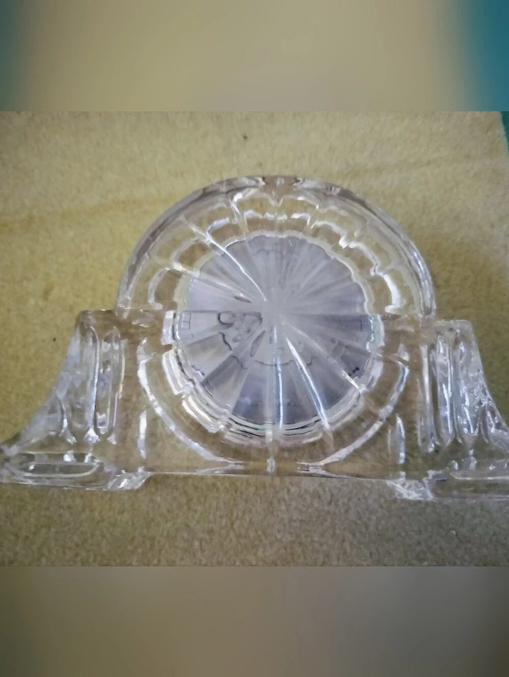 Vintage Royal Gallery 24% Lead Crystal Desk Clock Quartz, Needs Battery